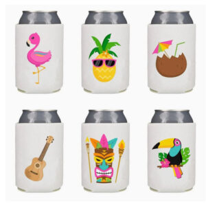 Hawaiian-themed Cartoon Can Cooler