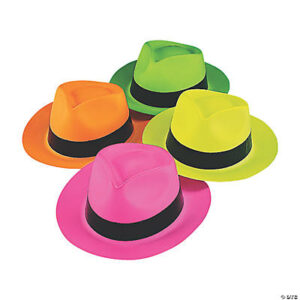Plastic Neon Fedora Hats