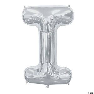 “I” Silver 34 Mylar Letter Balloon