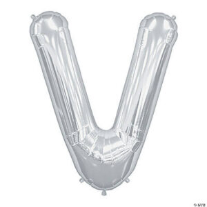 “V” Silver Letter 34 Mylar Balloon