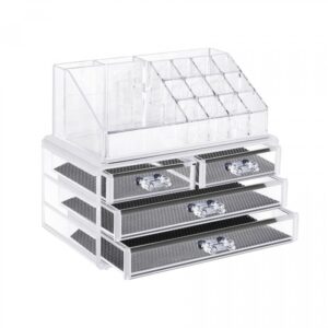 Transparent cosmetic case with drawers