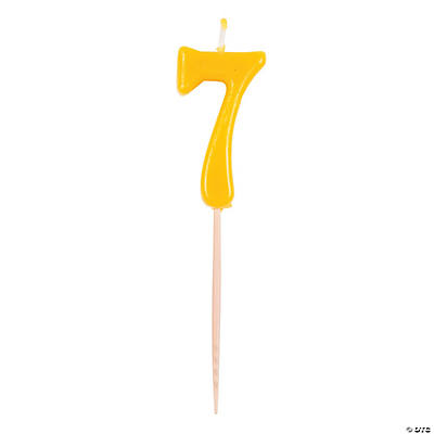 Yellow Number 7 Candle