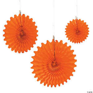 Orange Hanging Tissue Paper Fans