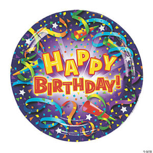 Bulk Purple Birthday Design Paper Dinner Plates