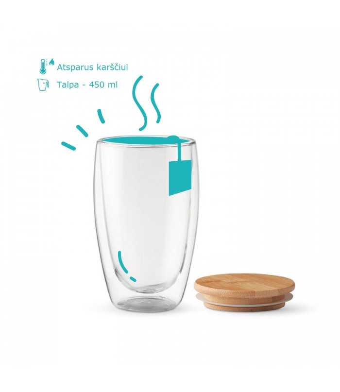 Double-Walled glasses with lid (2pcs.) 450ml.