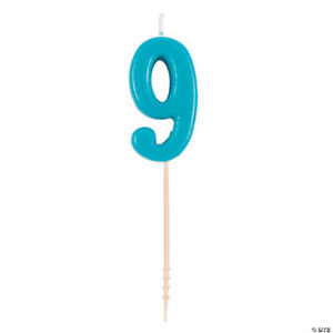 Blue Number 9 Candle