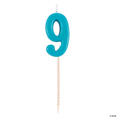 Blue Number 9 Candle