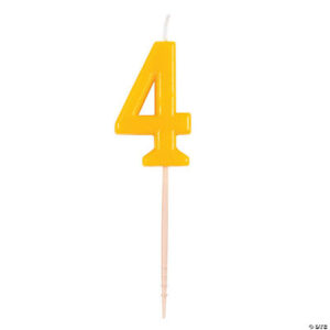 Yellow Number 4 Candle