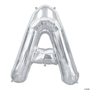 “A” Silver 34 Mylar Letter Balloon