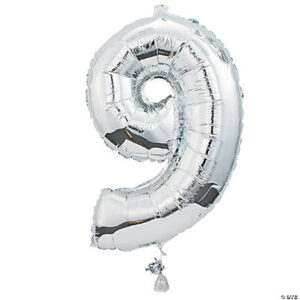 9 Shaped 34 Mylar Number Balloon