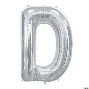 “D” Silver 34 Mylar Letter Balloon
