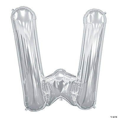 “W” Silver 34 Mylar Letter Balloon
