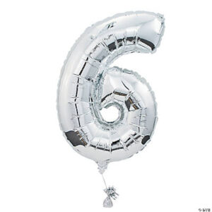 6 Shaped 34 Mylar Number Balloon