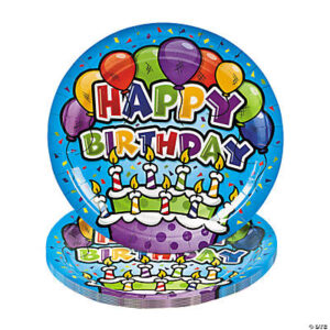Bulk Happy Birthday Cake Paper Dinner Plates