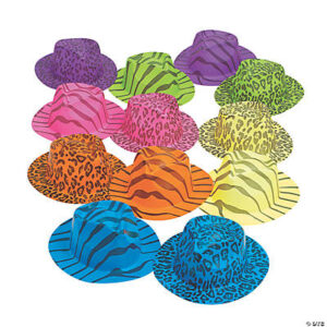 Plastic Neon Animal Print Fedora Hats