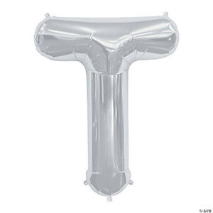 “T” Silver 34 Mylar Letter Balloon